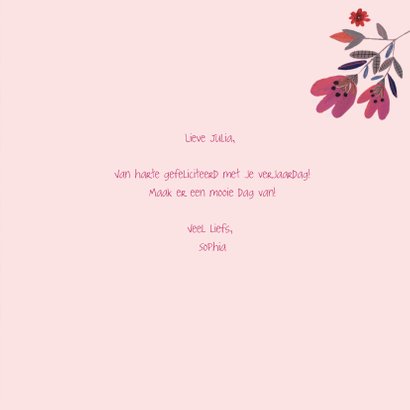 Verjaardagskaart zwanen en bloemen 3