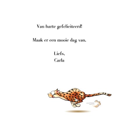 Verjaardagskaarten cheetah will run for cake! 3