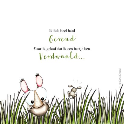 Verjaardagskaarten neushoorn, oeps te laat 2