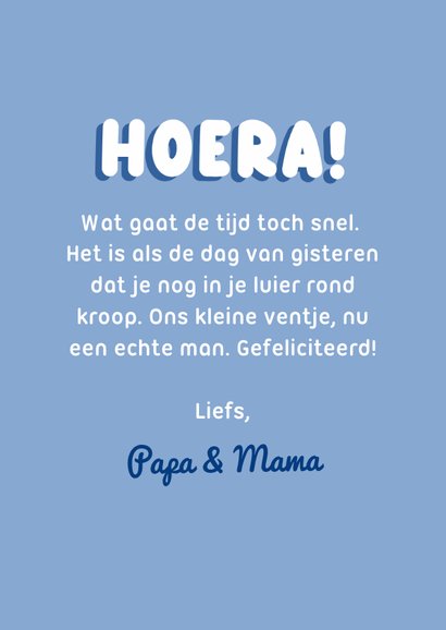 Verjaardagskaartje blauw met babyfoto voor een zoon 3