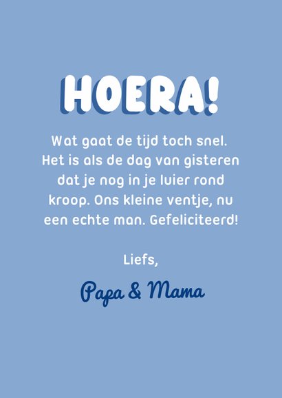 Verjaardagskaartje blauw met babyfoto voor een zoon 3
