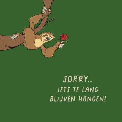 Verjaardagskaartje luiaard te lang blijven hangen 2