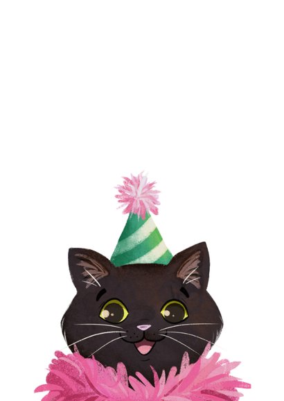Verjaardagskaartje met een schattige kat en confetti 2