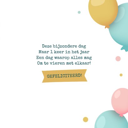 Verjaardagskaartje met kleurrijke ballonnen 3