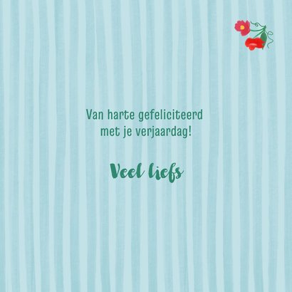 Verjaardagskaartje met roze/rode bloemen 3