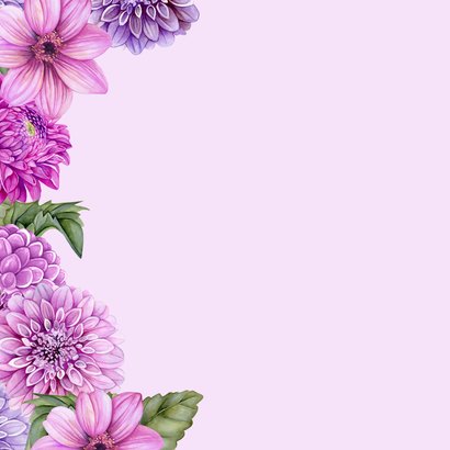 Verjaardagskaartje paarse dahliabloemen 2
