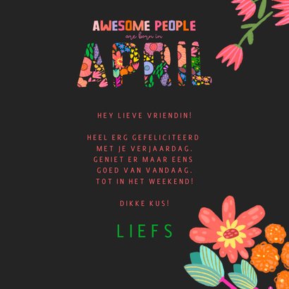 Verjaardagskaartje typo awesome people are born in april  3