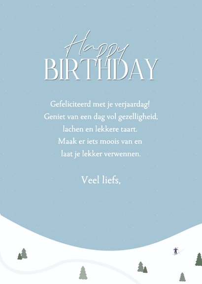 Verjaardagskaartje winter landschap met dorpje en bergen 3
