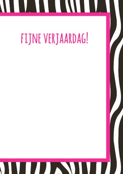 Verjaardagskaartje Zebra Roze 3