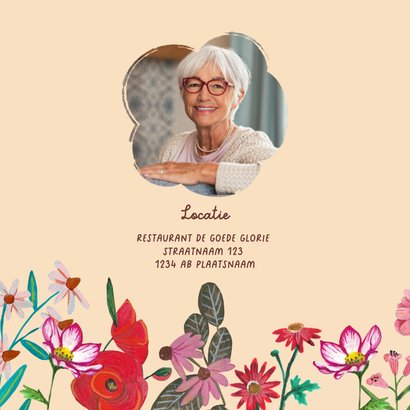 Verjaardagsuitnodiging bloemen 80 jaar kleurrijk feest 2