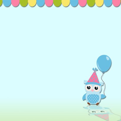 Verjaarkaart uil met ballonnen 3