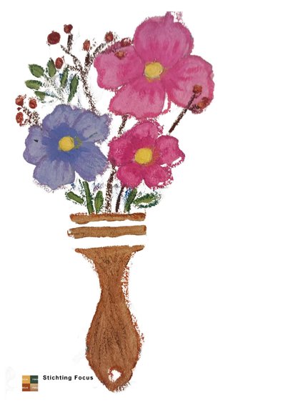 Verjaarsdagkaart kwast met bloemen 2