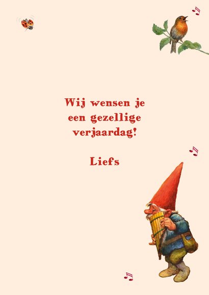 Verjaarsdagskaart kabouters spelen een gezellig deuntje 3
