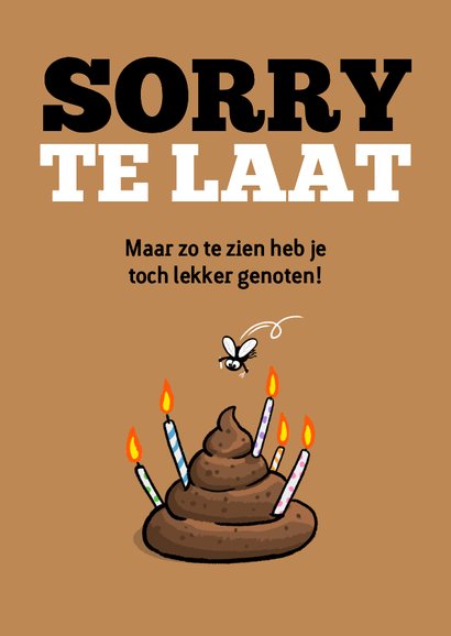 Verjaarsdagskaartje te laat met strontvlieg grappig 2