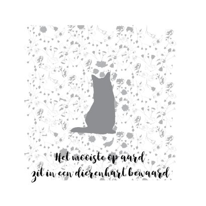 Verlies Poes silhouette met bloemetjes patroon 2
