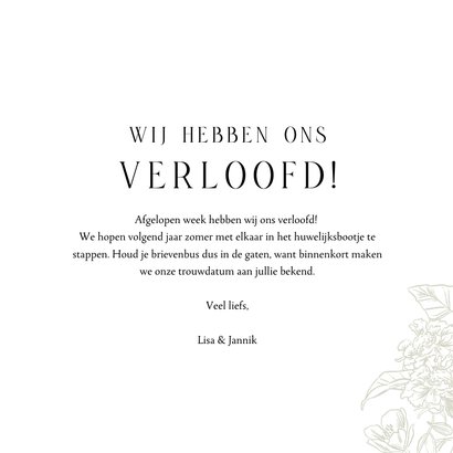 Verlovingskaart stijlvol klassiek lijnillustratie botanisch 3