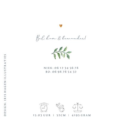 Vierkant geboortekaartje jongen met lief konijntje  2