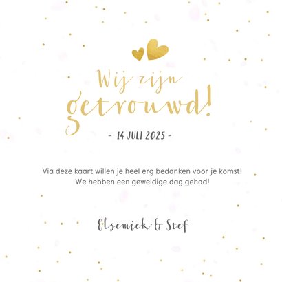 Vierkante fotocollage bedankkaart huwelijk met 8 foto's 3