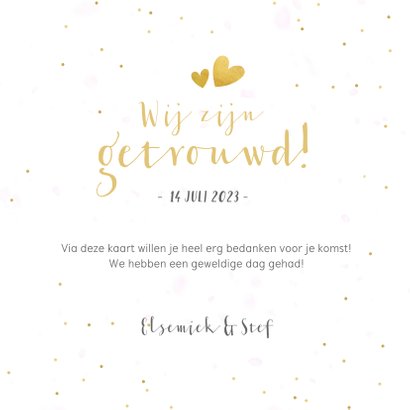 Vierkante fotocollage bedankkaart huwelijk met 8 foto's 3
