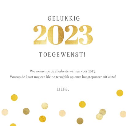 Vierkante fotocollage nieuwjaarskaart met 4 eigen foto's 3