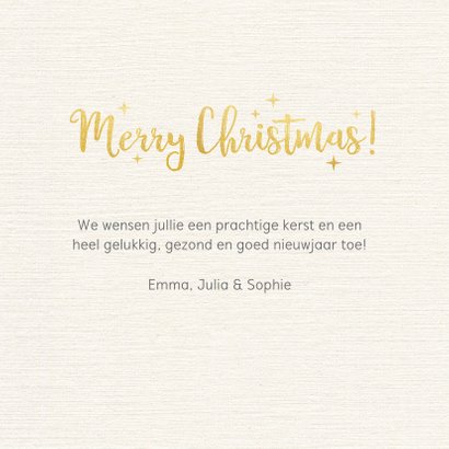 Vierkante kerstkaart met fotocollage met 6 foto's en goud 3