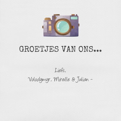 Vierkante ouderwets kader fotokaart met eigen tekst 3