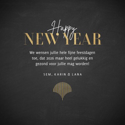 Vintage nieuwjaarskaart met goudlook patroon Happy New Year 3