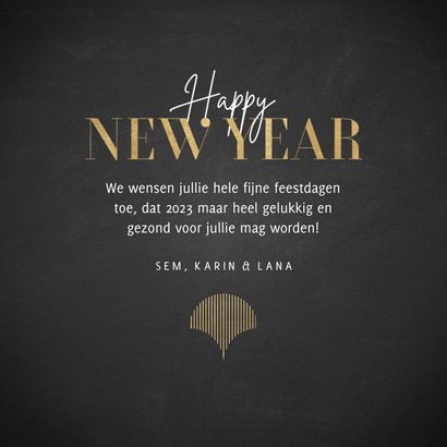 Vintage nieuwjaarskaart met goudlook patroon Happy New Year 3