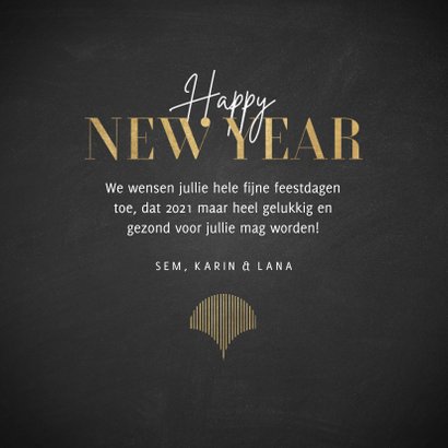 Vintage nieuwjaarskaart met goudlook patroon Happy New Year 3