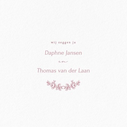 Vintage trouwkaart save the date met roze rozen 2
