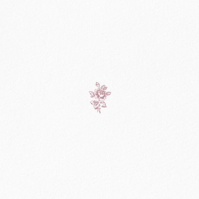 Vintage trouwkaart save the date met roze rozen Achterkant