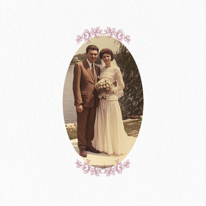 Vintage uitnodiging huwelijksjubileum met klassieke rozen 2