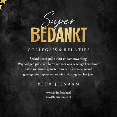 VIP uitnodigingskaart kerstdiner zakelijk sterren krijtbord 3