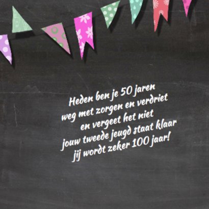 Vlaggetjes, krijtbord en 50 2