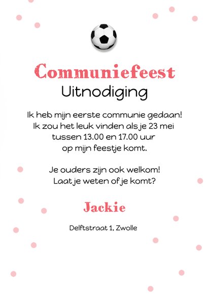 Voetbalfeestje communie meisje voetbal confetti roze 3