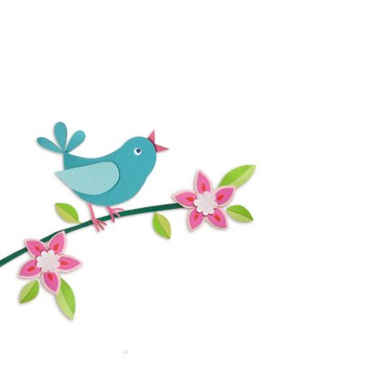 Vogel en bloemen geboortekaartje 2
