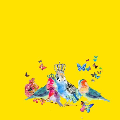 Vogels met kroon en bloemen 2