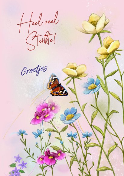 Vriendelijke beterschapskaart met diverse wilde bloemen 3