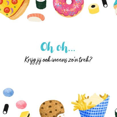 Vriendschap kaart met lekker eten sushi donuts cupcakes 2