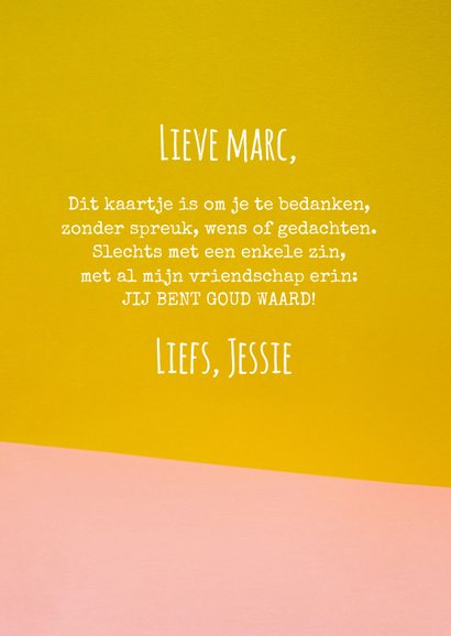 Vriendschapskaart - Jij bent goud waard 3