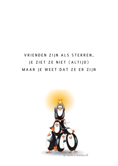Vriendschapskaart met stapel pinguïns 2