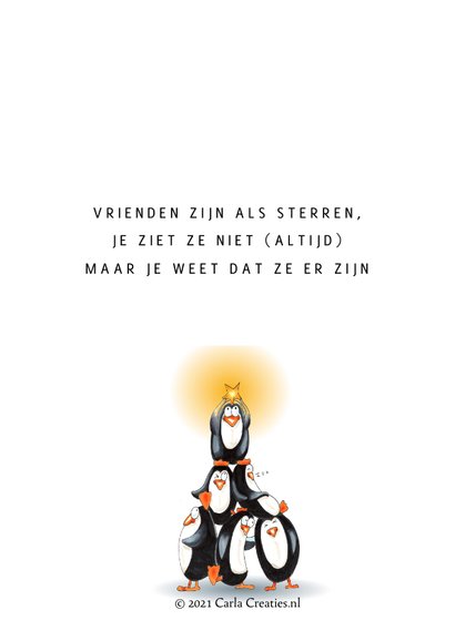 Vriendschapskaart met stapel pinguïns 2