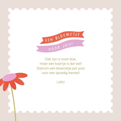 Vrolijk beterschapskaartje met gekleurd boeket bloemen 3
