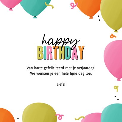 Vrolijk happy birthday verjaardagskaartje met ballonnen 3