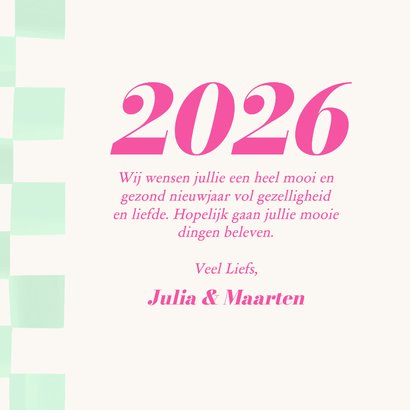 Vrolijk nieuwjaarskaartje 2027 is here groen geblokt 3