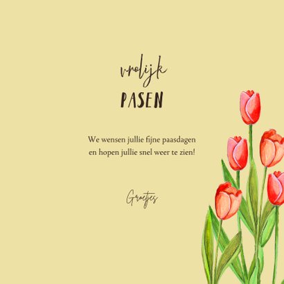 Vrolijk Pasen narcissen en tulpen bloemen. 3
