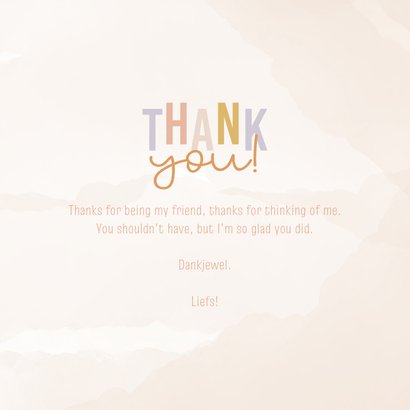Vrolijk typografisch bedankkaartje 'thank you!' 3