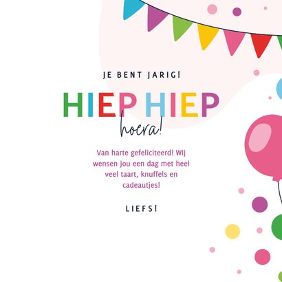 Vrolijk verjaardagskaartje hiep hoera met ballonnen 3