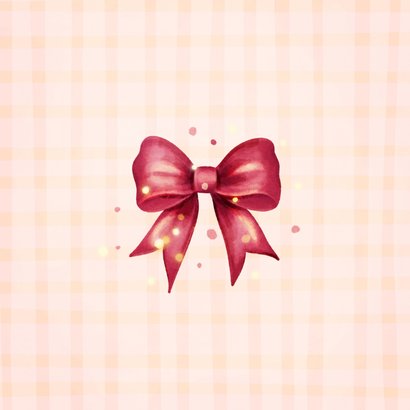 Vrolijk verjaardagskaartje met strik en ruitjes 2