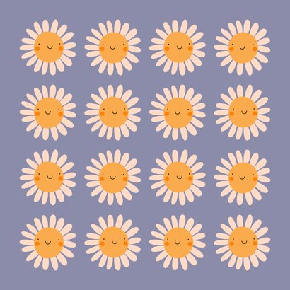 Vrolijk wenskaartje met smiley bloemen 2